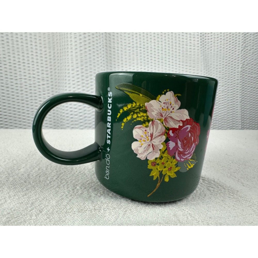 ban.do + STARBUCKS 12oz Limited Edition Green Floral Coffee Mug Tea Cup 2018